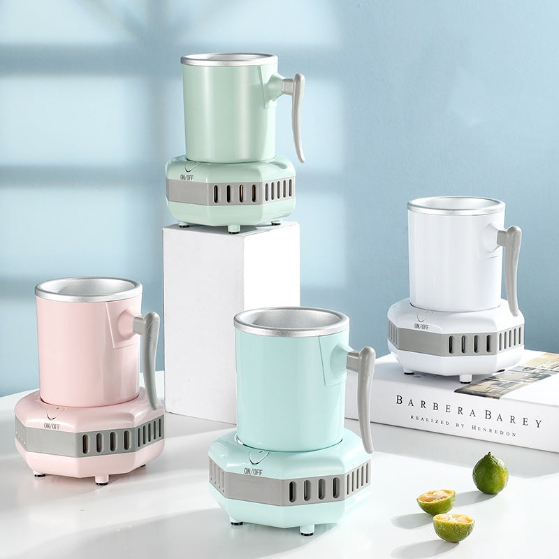 Mini ice cooling cup set: pink, mint, and white cups with gray vented bases
