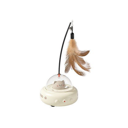 Smart UFO Cat Toy | Automatic Laser & Feather Teaser for Cats