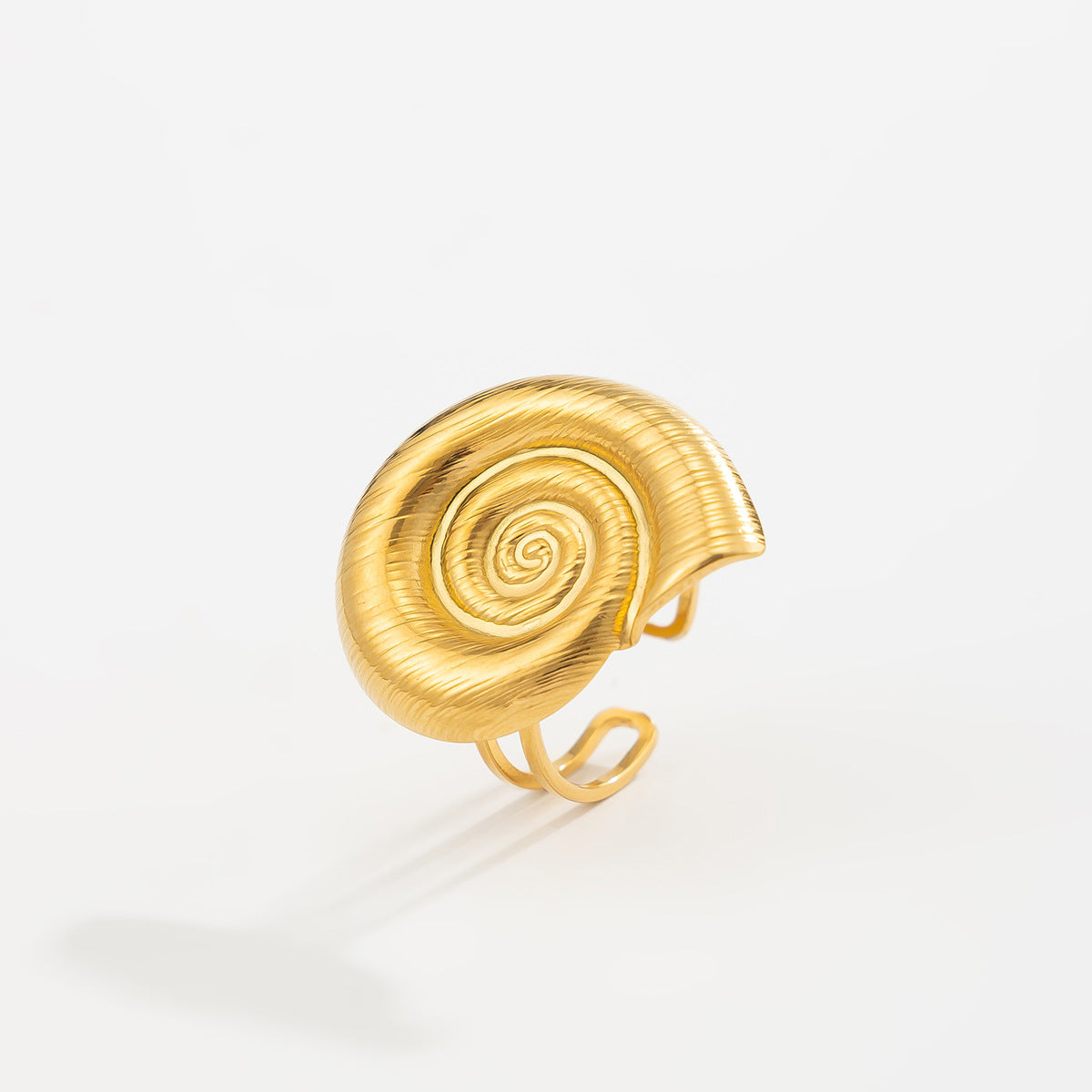 Gold 18K vacuum-plated spiral coil ring with raised textured spirals