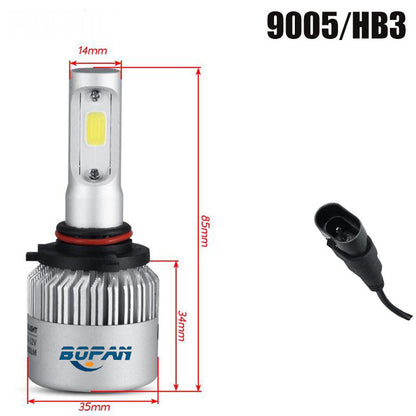 Car headlight bulb with dimensions and BUFAN logo on a white background