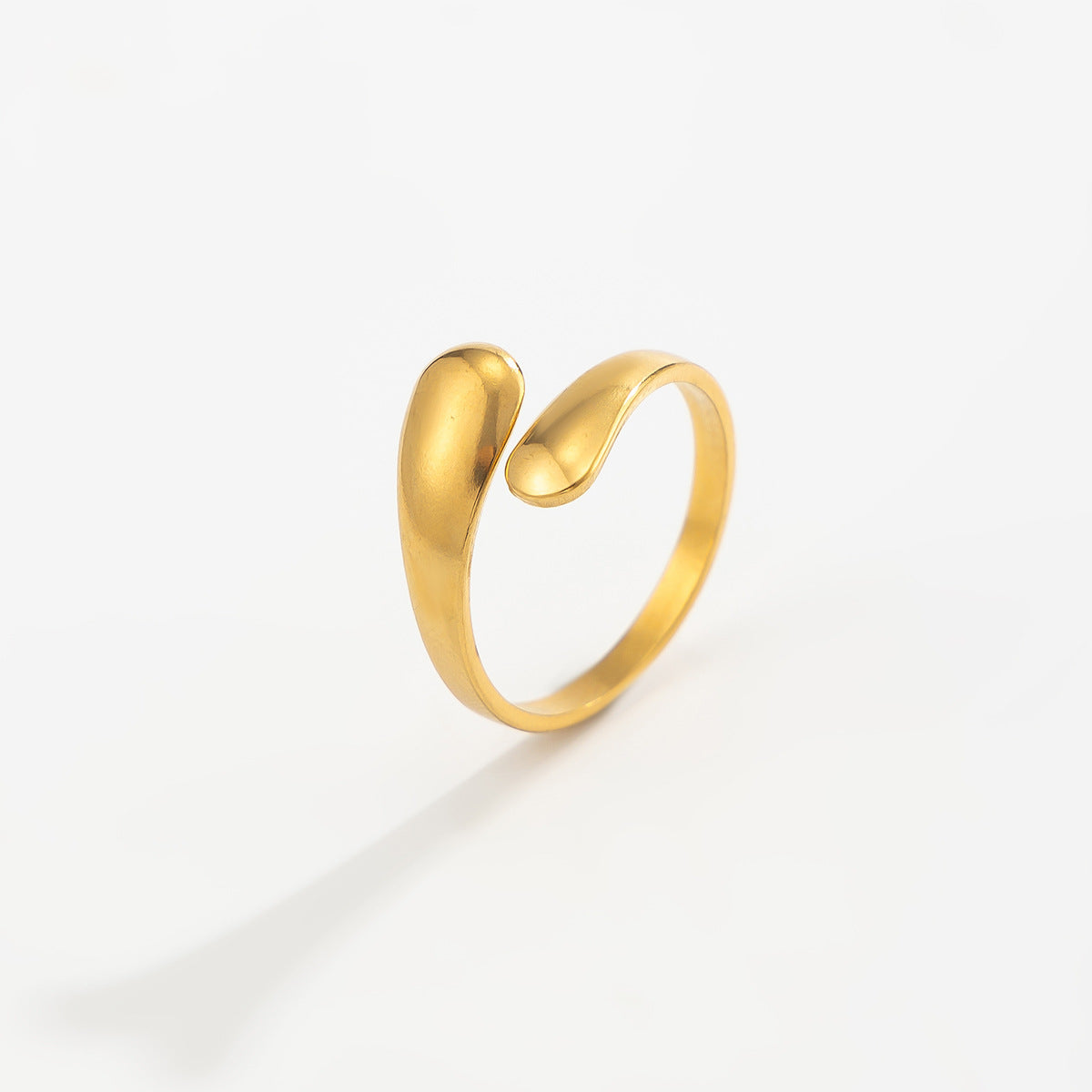 18K vacuum-plated gold open cuff ring with smooth oval center