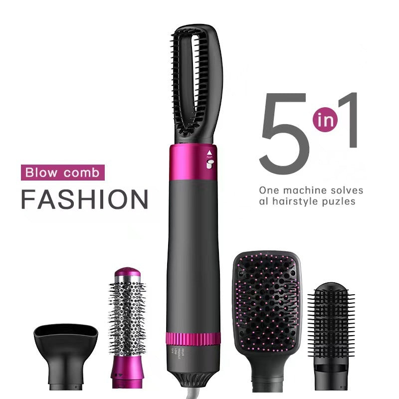 5-in-1 hair styling tool with attachments on a white background
