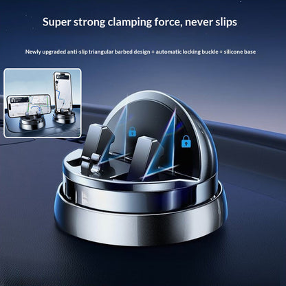 Black car phone holder with spring clamp cradle and anti-slip base