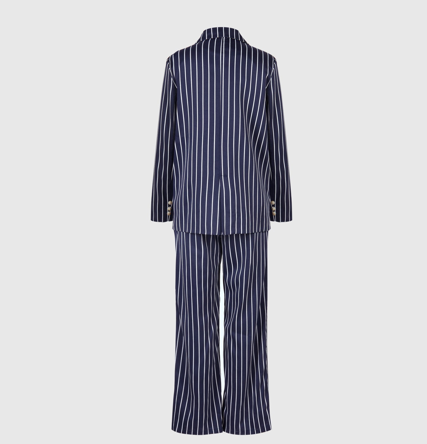 Women's Striped Blazer & High Waist Pants Set