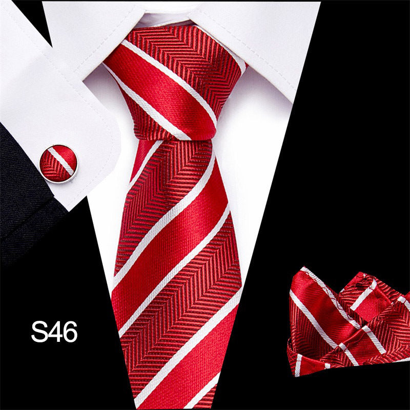 Men's business necktie, red with diagonal striped zigzag pattern
