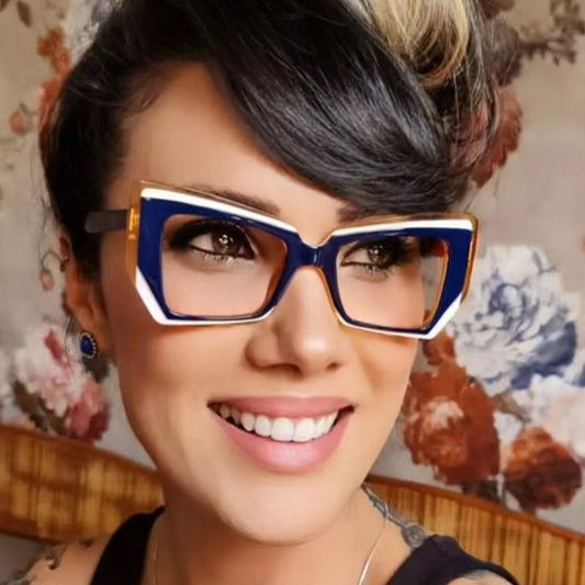 Retro Contrast Color Anti-Blue Glasses| TR90 Frame AC Lens