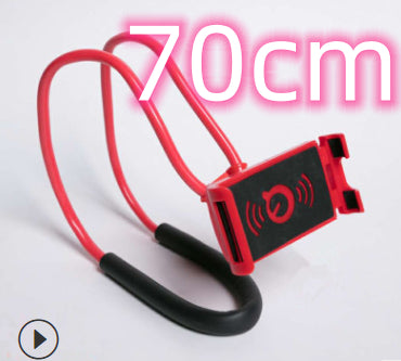 Red 360° rotatable selfie phone holder stand with adjustable clamp and cable loop