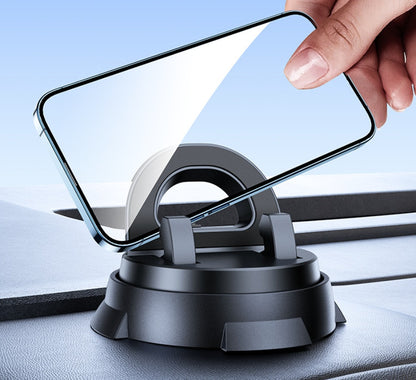 Car phone holder with smartphone snapped into spring clamp cradle
