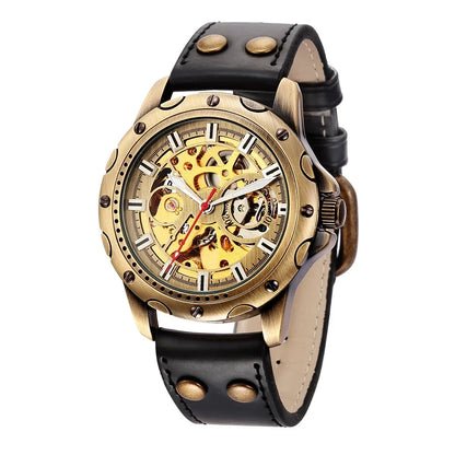 Steampunk Bronze Skeleton Automatic Watch - YAXSO