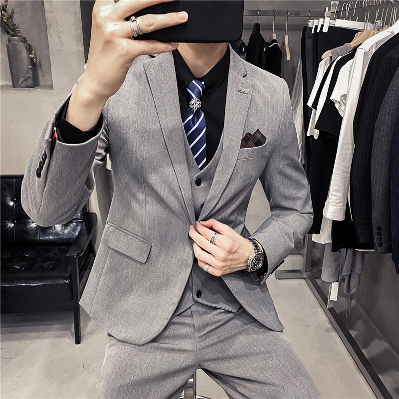 Three-piece Solid Color Men's Suit