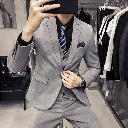 Three-piece Solid Color Men's Suit