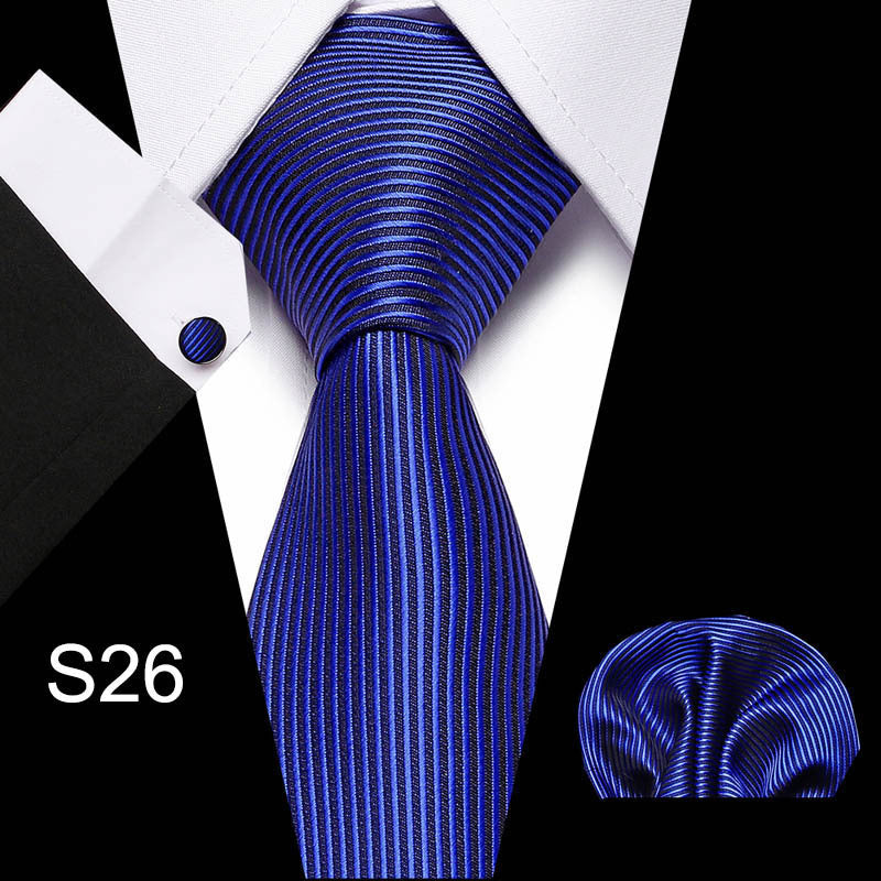 Men's business tie in royal blue with fine vertical stripes