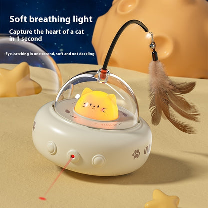 Smart UFO Cat Toy | Automatic Laser & Feather Teaser for Cats