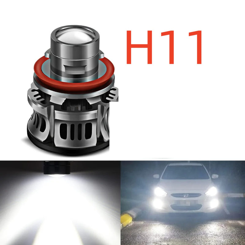 H11 LED fog lamp bulb, silver housing with red ring and vented cooling fins