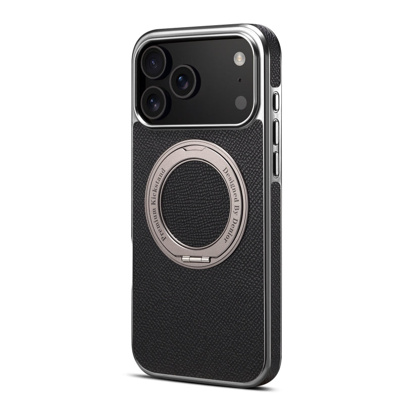 Black phone case with metallic ring on a white background
