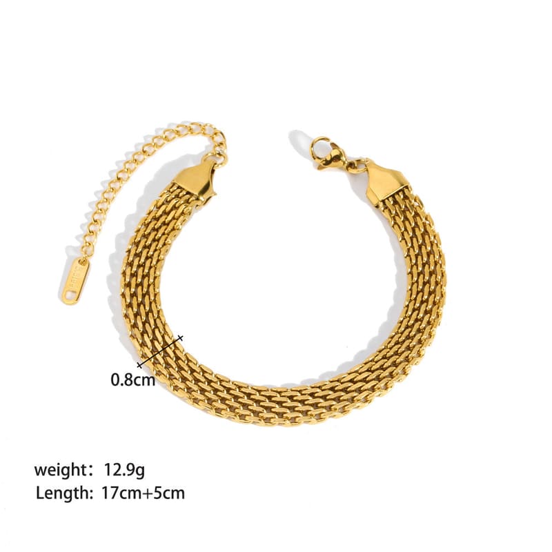 Gold-tone braided chain bracelet with lobster clasp and slim extension chain