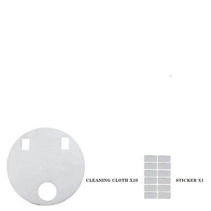 Cleaning cloth and sticker on a white background