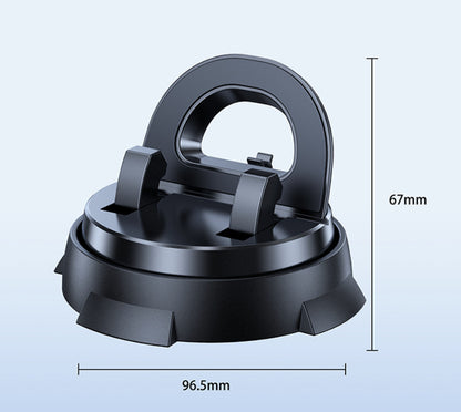 Black car phone holder base with U-shaped mount and size dimensions