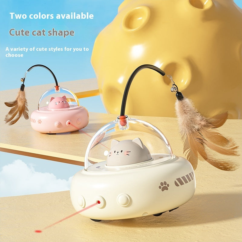 Smart UFO Cat Toy | Automatic Laser & Feather Teaser for Cats