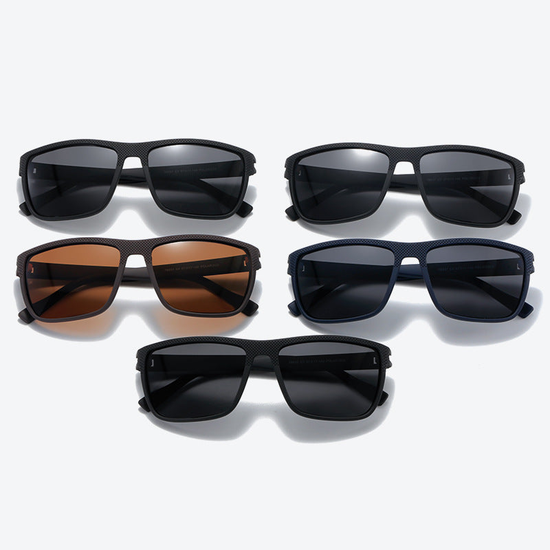 Set of polarized driving sunglasses with dark lenses and colored PC frames in multiple styles