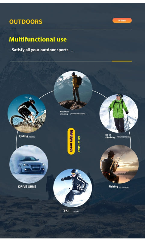 Outdoor use glove infographic with small images of people wearing gloves