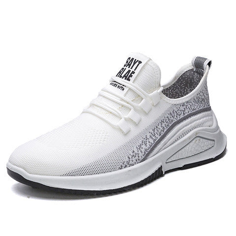 Women’s mesh sneakers, white upper with gray side panel and white rubber outsole