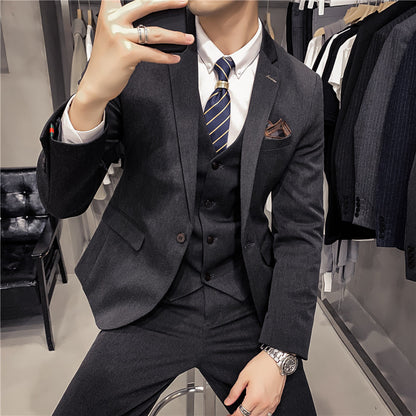 Three-piece Solid Color Men's Suit