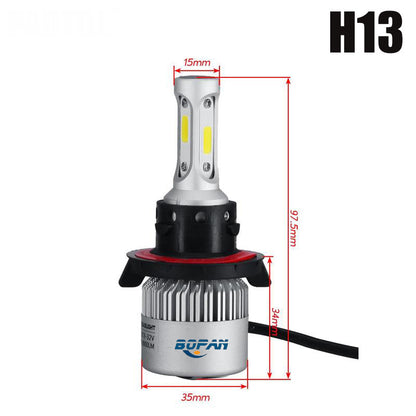 H13 Car headlight bulb with dimensions and Bofan branding on a white background