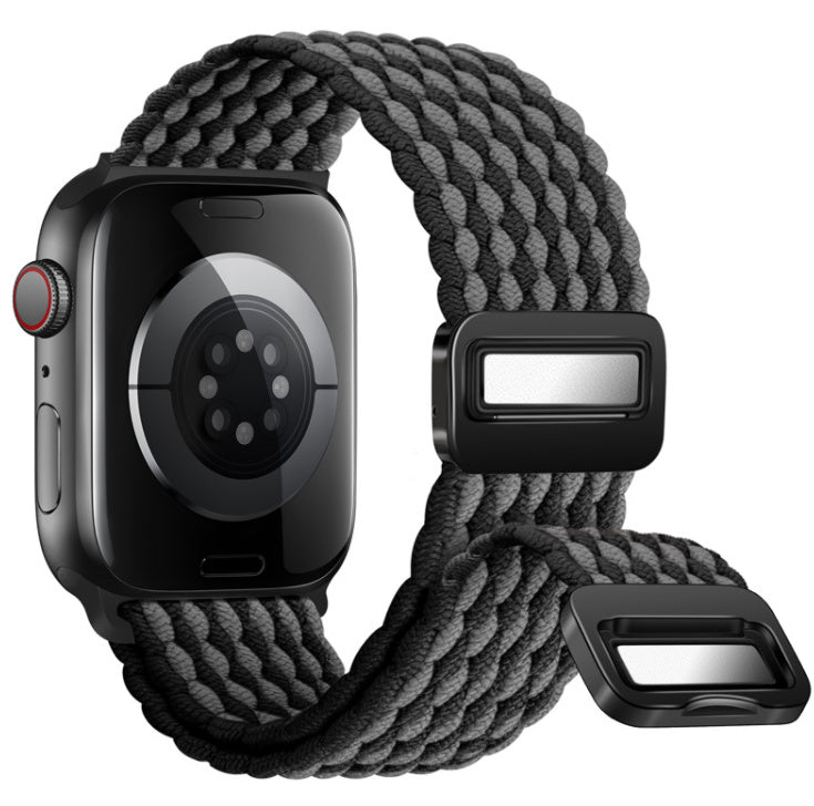 Smartwatch with a gray braided band on a white background