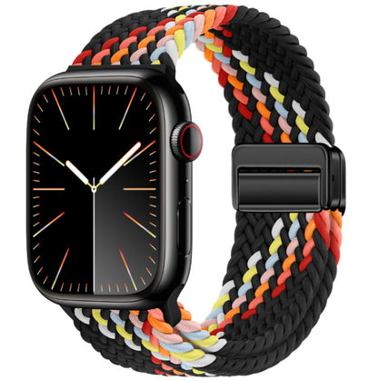 Smartwatch with a colorful braided band on a white background