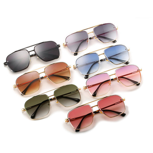 Men's Sunglasses Double Bridge Cut Metal