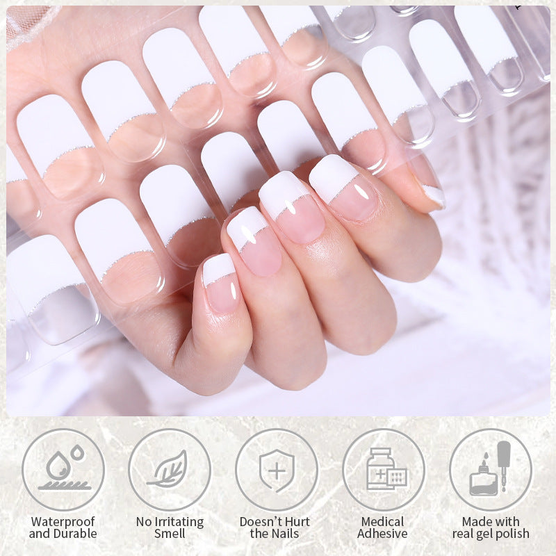 Semi-Cured Gel Nail Wraps Stickers Semi-curing French Gel