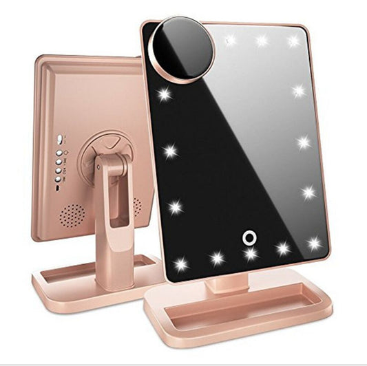 Makeup mirror with LED lights and rose gold stand UAE