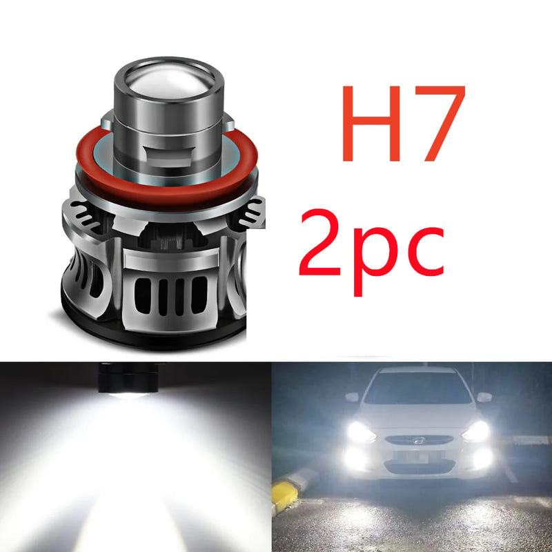 H7 LED fog lamp bulbs, 2-pack, compact heat-sink design with vented sides