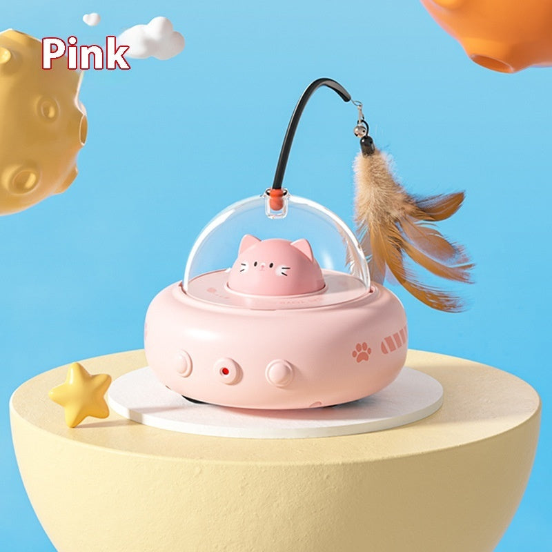 Smart UFO Cat Toy | Automatic Laser & Feather Teaser for Cats