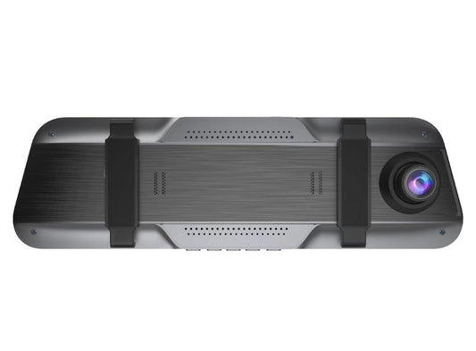 Car dashboard camera with a black strap on a white background