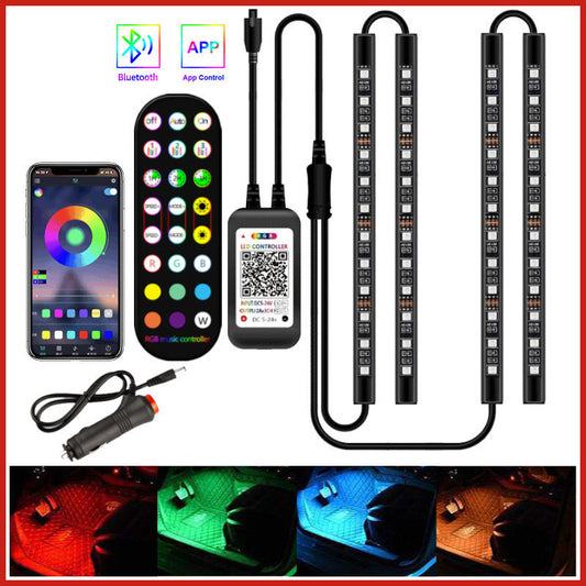 RGB LED strip lights with remote control, smartphone app, and power adapter. YAXSO UAE ONLINE STORE