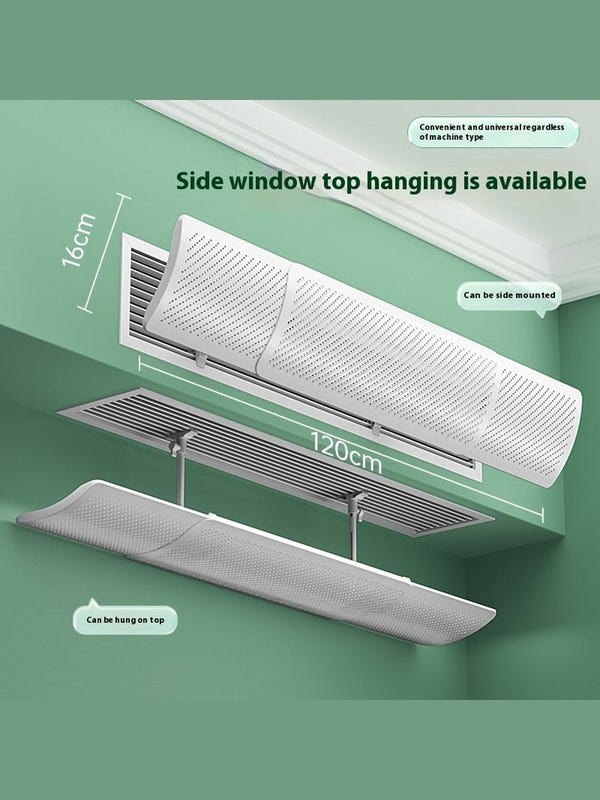 Side top-hanging wind-guiding hood for central AC, white perforated, 120cm length