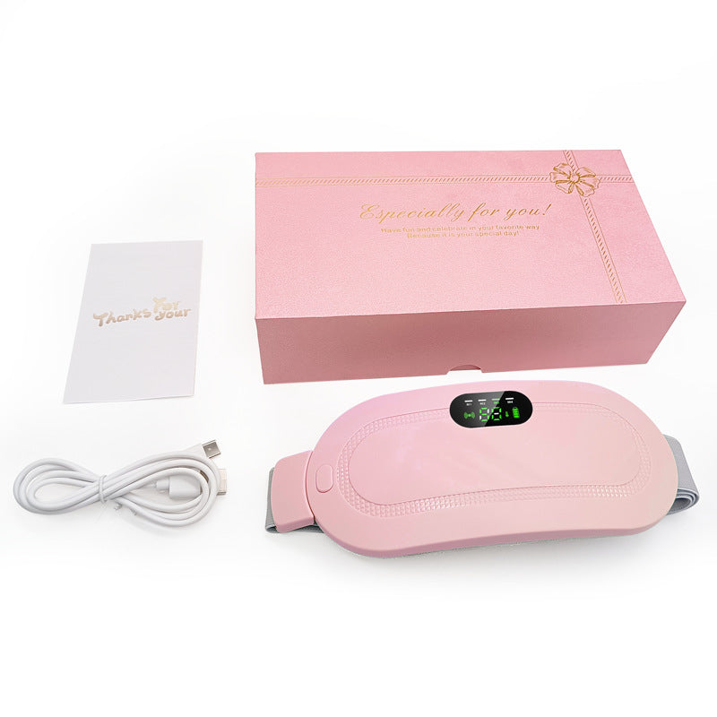 Pink electric waist massager belt with control screen