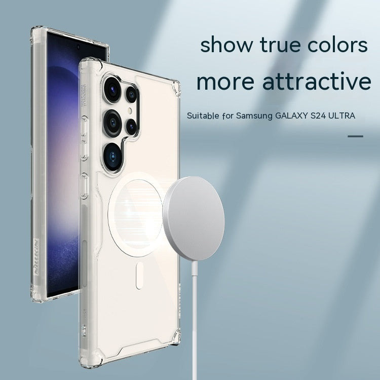 Clear white TPU phone case with camera cutouts and magnetic disc holder