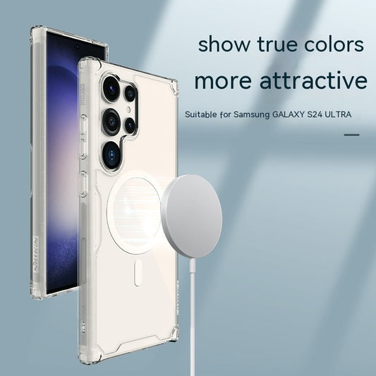 Clear white TPU phone case with camera cutouts and magnetic disc holder