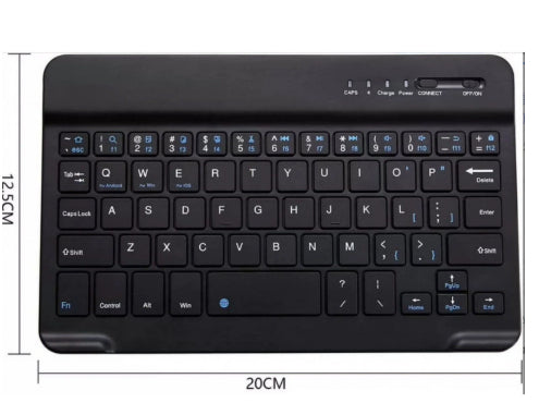 Black keyboard with measurements on a white background