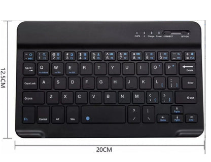 Black keyboard with measurements on a white background