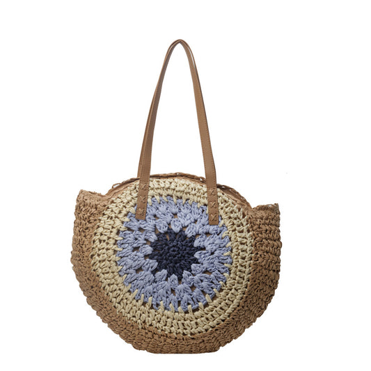 Round Crochet Straw Shoulder Bag