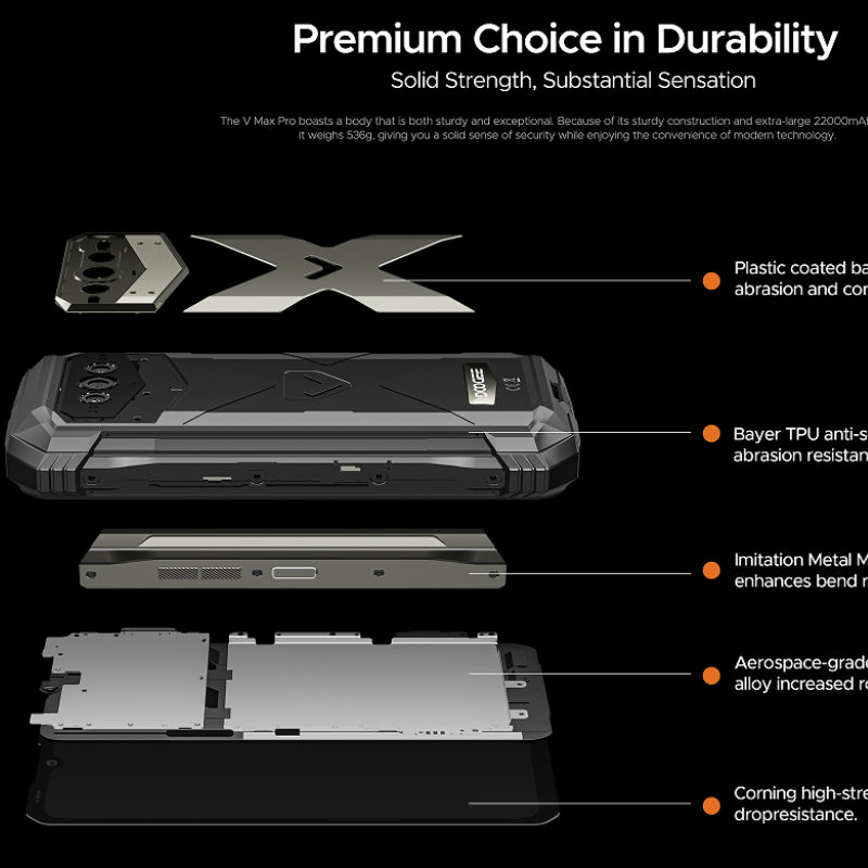 Phone case with durability features and IX branding on a black background