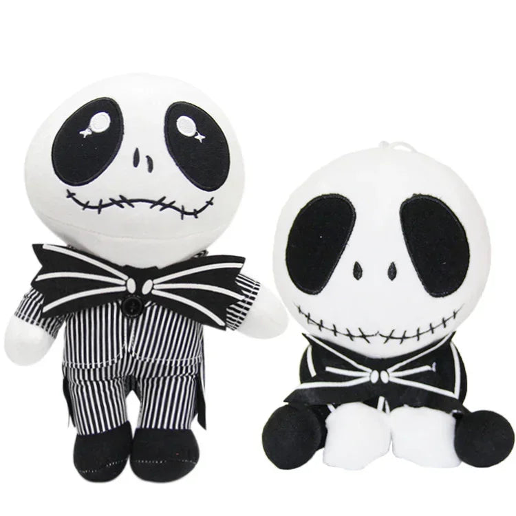 Set of 2 plush dolls with white faces, black bow ties, and black-and-white striped outfits.