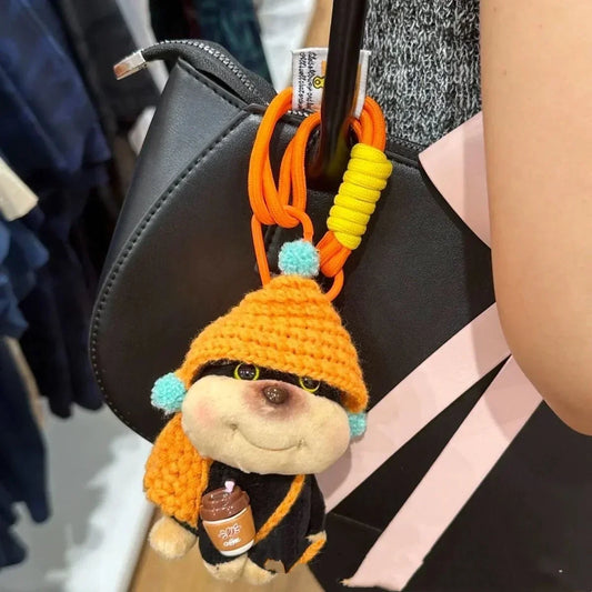 Bee Puppy Pendant Keychain with Hat – Cute Doll Bag Charm - YAXSO
