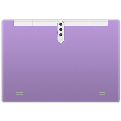 Purple tablet with a white back on a white background
