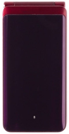 Red flip phone on a white background