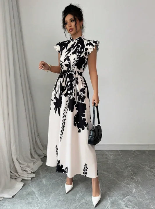 Women's Elegant Black and White Dress